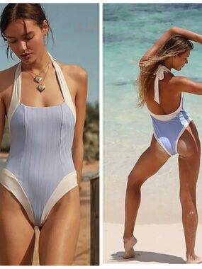NWT Kya Rosie Halter One Piece Swimsuit Periwinkle Free People Size Large L